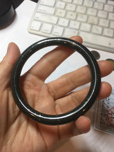 Load image into Gallery viewer, 61.5mm 100% Natural dark green/black meteorite Stellar Night sky slim round cut nephrite bangle HN61-0753

