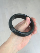 Load image into Gallery viewer, 60mm 100% Natural dark green/black meteorite Stellar Night sky broad style nephrite Jade bangle HF115-1247
