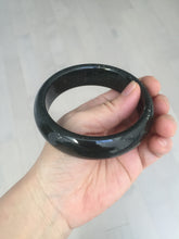 Load image into Gallery viewer, 60mm 100% Natural dark green/black meteorite Stellar Night sky broad style nephrite Jade bangle HF115-1247
