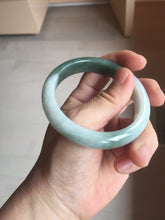 Load image into Gallery viewer, 55.5mm certified 100% natural Type A oily dark green gray black(老油青) half mountain half water (半山半水) oval jadeite jade bangle BS179-0065
