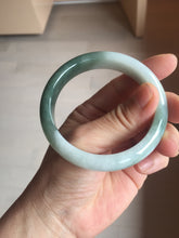Load image into Gallery viewer, 55.5mm certified 100% natural Type A oily dark green gray black(老油青) half mountain half water (半山半水) oval jadeite jade bangle BS179-0065
