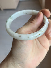 Load image into Gallery viewer, 60mm certified Type A 100% Natural light green white brown Fragrance of Osmanthus in August(八月桂花)Jadeite Jade bangle PA72-6314
