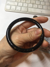 Load image into Gallery viewer, 61.5mm 100% Natural dark green/black meteorite Stellar Night sky slim round cut nephrite bangle HN62-0751
