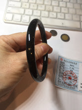 Load image into Gallery viewer, 61.5mm 100% Natural dark green/black meteorite Stellar Night sky slim round cut nephrite bangle HN62-0751
