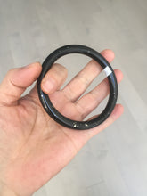 Load image into Gallery viewer, 61.4mm certified 100% Natural dark green/black meteorite Stellar Night sky slim round cut nephrite bangle HF114-1255
