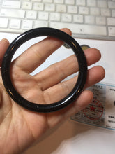 Load image into Gallery viewer, 61.5mm 100% Natural dark green/black meteorite Stellar Night sky slim round cut nephrite bangle HN62-0751
