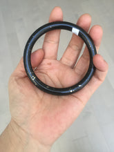 Load image into Gallery viewer, 61.4mm certified 100% Natural dark green/black meteorite Stellar Night sky slim round cut nephrite bangle HF114-1255
