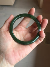 Load image into Gallery viewer, 59.3mm certified 100% Natural dark green/black nephrite (碧玉)  bangle HN50-0137

