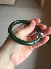 Load image into Gallery viewer, 59.3mm certified 100% Natural dark green/black nephrite (碧玉)  bangle HN50-0137
