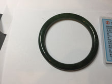Load image into Gallery viewer, 60mm certified 100% Natural dark green/black round cut nephrite (碧玉)  bangle HN63-9160
