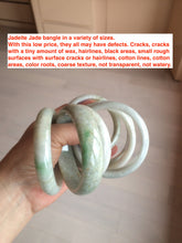 Load image into Gallery viewer, 53-57mm Type A 100% Natural light green/white Jadeite Jade bangle (with defects) group GL15
