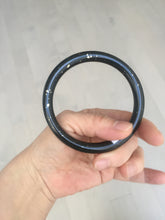 Load image into Gallery viewer, 61.4mm certified 100% Natural dark green/black meteorite Stellar Night sky slim round cut nephrite bangle HF114-1255
