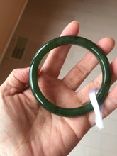 Load image into Gallery viewer, 59.3mm certified 100% Natural dark green/black nephrite (碧玉)  bangle HN50-0137
