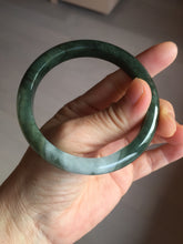 Load image into Gallery viewer, 57.5mm Certified Type A 100% Natural oily dark green(老油青)/gray Jadeite bangle BG228-0397
