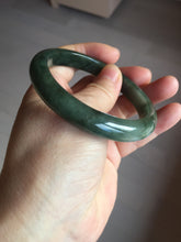 Load image into Gallery viewer, 57.5mm Certified Type A 100% Natural oily dark green(老油青)/gray Jadeite bangle BG228-0397
