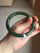 Load image into Gallery viewer, 60.6mm certified 100% Natural dark green/black nephrite (碧玉)  bangle HN49-1582
