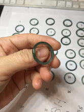 Load image into Gallery viewer, 18.8mm size 8 3/4 100% natural type A icy watery green/blue Guatemala jadeite jade band ring group PE27

