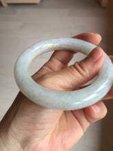 Load image into Gallery viewer, 56.5mm 100% Natural type A icy watery green/blue carved and golden-painted chubby round cut Jadeite Jade bangle PC75
