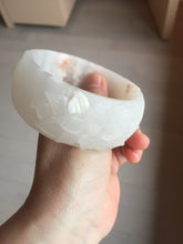 Load image into Gallery viewer, 62mm 100% natural white light Pink carved flowers Quartzite (Shetaicui jade) bangle XY114

