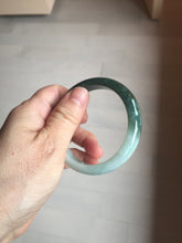 Load image into Gallery viewer, 53.4mm certified 100% natural Type A oily dark green gray black(老油青)  half mountain half water (半山半水) oval jadeite jade bangle BS177-0063
