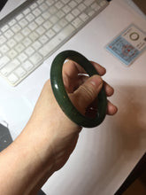 Load image into Gallery viewer, 60mm certified 100% Natural dark green/black nephrite (碧玉)  bangle HN64-9142
