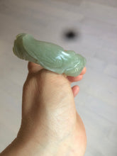 Load image into Gallery viewer, 53mm 100% natural light green/gray Quartzite (Shetaicui jade) 3D carved Magpie and Peony bangle XY62
