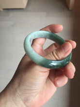 Load image into Gallery viewer, 53.4mm certified 100% natural Type A oily dark green gray black(老油青)  half mountain half water (半山半水) oval jadeite jade bangle BS177-0063

