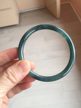 Load image into Gallery viewer, 60.5mm Certified Type A 100% Natural dark green blue gray black slim round cut Guatemala Jadeite bangle PC176-2056
