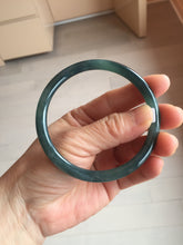 Load image into Gallery viewer, 60.5mm Certified Type A 100% Natural dark green blue gray black slim round cut Guatemala Jadeite bangle PC176-2056
