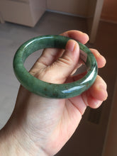 Load image into Gallery viewer, 57.5mm Certified Type A 100% Natural oily dark green(老油青)/gray Jadeite bangle BG226-3213
