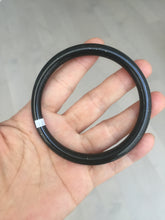 Load image into Gallery viewer, 62mm 100% Natural dark green/black meteorite Stellar Night sky slim round cut nephrite bangle HF111-1265
