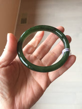 Load image into Gallery viewer, 59.5mm certified 100% Natural dark green/black nephrite (碧玉)  bangle HN48-0136
