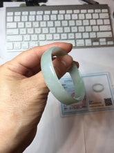 Load image into Gallery viewer, 51mm certified Type A 100% Natural light green thin style Jadeite jade bangle PJ129-0199
