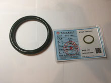 Load image into Gallery viewer, 60mm certified 100% Natural dark green/black round cut nephrite (碧玉)  bangle HN65-9156
