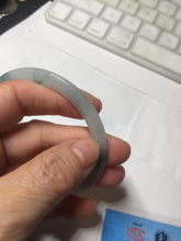 Load image into Gallery viewer, 57.5mm certified 100% natural type A icy watery white beige with green floating flowers flat jadeite bangle PD26-5816
