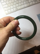 Load image into Gallery viewer, 60mm certified 100% Natural dark green/black round cut nephrite (碧玉)  bangle HN65-9156
