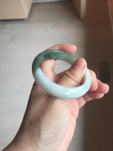 Load image into Gallery viewer, 51mm certified 100% natural Type A sunny green oily dark green gray black(老油青)  half mountain half water (半山半水) oval jadeite jade bangle BS175-0060
