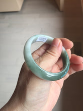Load image into Gallery viewer, 51mm certified 100% natural Type A sunny green oily dark green gray black(老油青)  half mountain half water (半山半水) oval jadeite jade bangle BS175-0060
