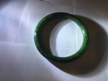 Load image into Gallery viewer, 60mm certified 100% Natural dark green/black round cut nephrite (碧玉)  bangle HN65-9156
