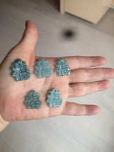 Load image into Gallery viewer, 100% Natural icy watery blue/green/gray jadeite jade blessed fortune pendant BG7
