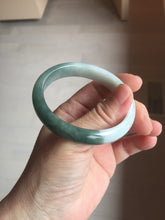 Load image into Gallery viewer, 51mm certified 100% natural Type A sunny green oily dark green gray black(老油青)  half mountain half water (半山半水) oval jadeite jade bangle BS175-0060
