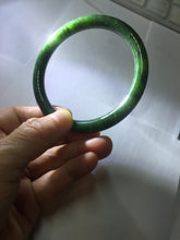Load image into Gallery viewer, 60mm certified 100% Natural dark green/black round cut nephrite (碧玉)  bangle HN65-9156
