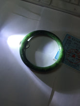 Load image into Gallery viewer, 60mm certified 100% Natural dark green/black round cut nephrite (碧玉)  bangle HN65-9156
