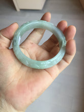 Load image into Gallery viewer, 55.5mm Certified Type A 100% Natural light green with carved Ancient Coin, Auspicious Cloud, and Lingzhi Jadeite Jade bangle PA75-6260
