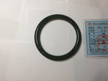 Load image into Gallery viewer, 62mm certified 100% Natural dark green/black round cut nephrite (碧玉) bangle HN66-9144
