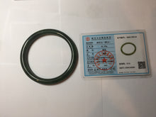 Load image into Gallery viewer, 62mm certified 100% Natural dark green/black round cut nephrite (碧玉) bangle HN66-9144
