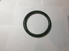 Load image into Gallery viewer, 62mm certified 100% Natural dark green/black round cut nephrite (碧玉) bangle HN66-9144
