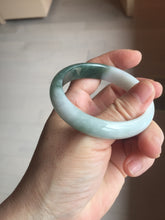 Load image into Gallery viewer, 51mm certified 100% natural Type A sunny green oily dark green gray black(老油青)  half mountain half water (半山半水) oval jadeite jade bangle BS175-0060
