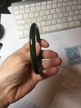 Load image into Gallery viewer, 62mm certified 100% Natural dark green/black round cut nephrite (碧玉) bangle HN66-9144
