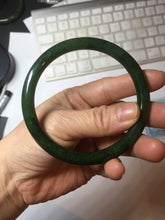 Load image into Gallery viewer, 62mm certified 100% Natural dark green/black round cut nephrite (碧玉) bangle HN66-9144
